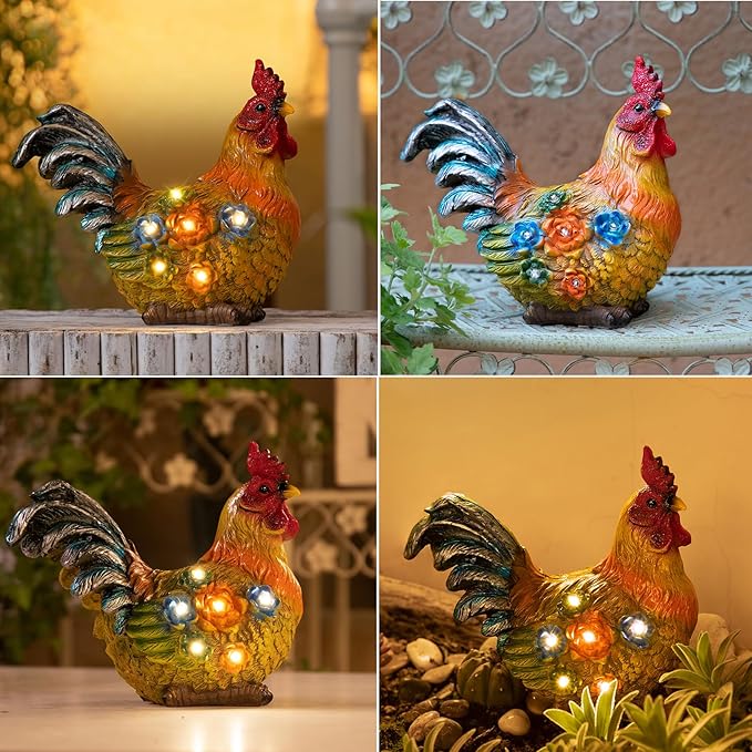 TAKE ME Gardening Gifts Chicken Gifts for Mom Garden Decor Solar Light Chicken Rooster Decor for Women Mom Grandma Gifts Birthday Gifts for Chicken Lovers
