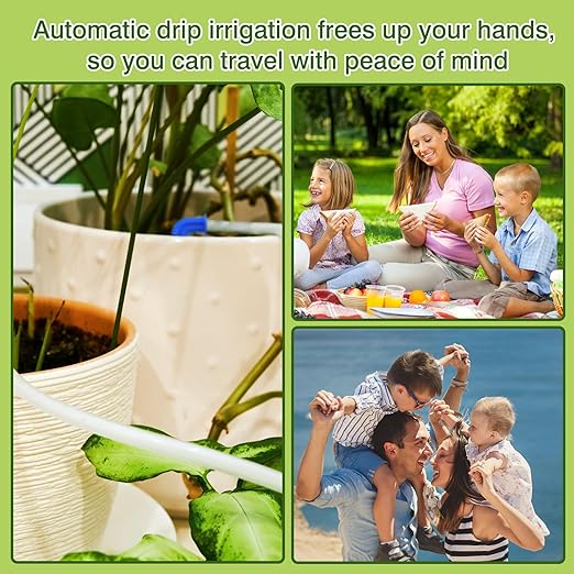 Automatic Watering System TRJZWA Newest Indoor Plant Watering System Kit DIY Plant Watering Device with Customize Schedule Water Timer, USB Power for Vacation Plant Watering System for Balcony/Indoor