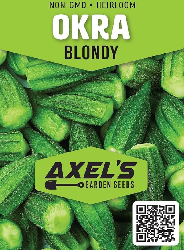 Okra Seeds for Planting - Plant & Grow Blondy Okra in Home Outdoor Garden - Heirloom & Non GMO - Planting Instructions for Abundant Harvests, Great Gardening Gift, 3 Packets