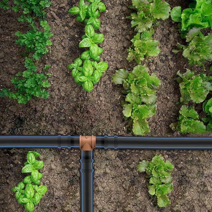 JAYEE 25 Pack Drip Irrigation Barbed Tee Fittings (17mm) for 1/2" Drip Hose(0.600”ID) ，Sprinkler Tubing Connector for Drip System