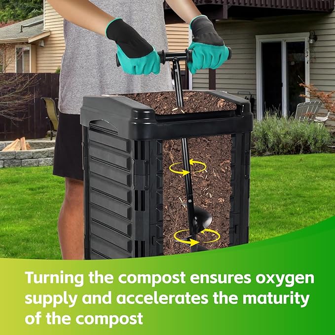 Compost Aerator Tool Turner and Mixing Tool for Outdoor Compost Tumbler Bins Bags, Composting Accessories