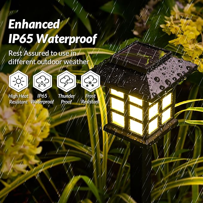 SOLPEX Solar Outdoor Lights,12 Pack Solar Path Lights, Solar Walkway Lights Outdoor, Solar Garden Lights, Solar Pathway Lights Outdoor Waterproof for Garden, Yard, Landscape and Driveway(Warm White)