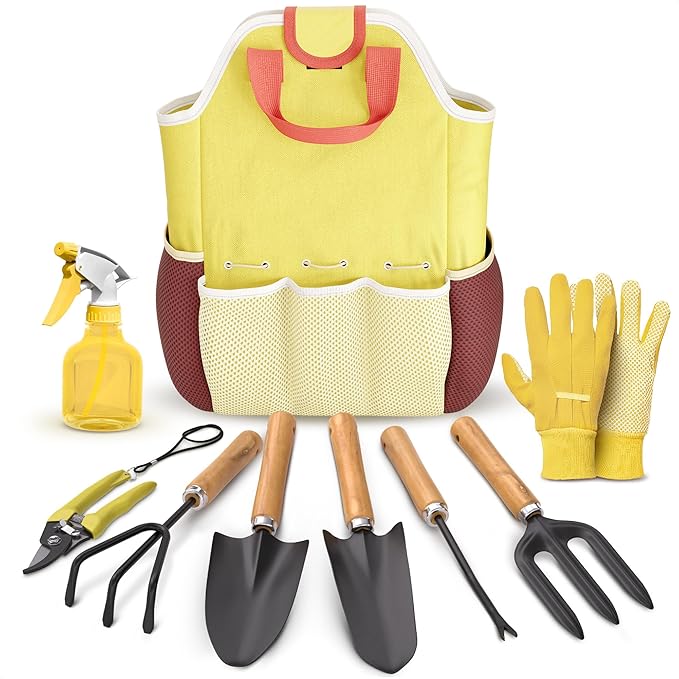 Gardening Tool Set - 9 Pcs Gardening Tools for Women Gardening Hand Tools Gardening Kit Garden Tools for Women Garden Tool Set Gifts for Gardeners - Gardening Set Cool Stuff for Gardening Gifts