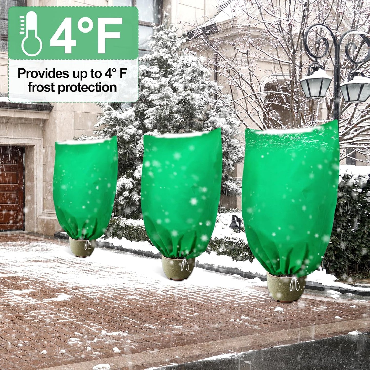 3 Pack Winter Plant Covers Freeze Protection, 19.6" x 39.3" Frost Blankets for Outdoor Plants with Drawstring, Tree Covers Bags Shrub Covers for Winter Cold Weather, Rose Bush Cover for Winter