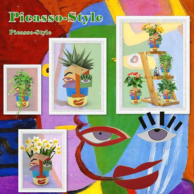 Abstract Face Planters Pots Head,Unique Head Planter for Indoor Plants,Funny Face Flower Pot,Colorful Plant Pots for Outdoor Garden Deco and Home Art Decoration(Eclectic)