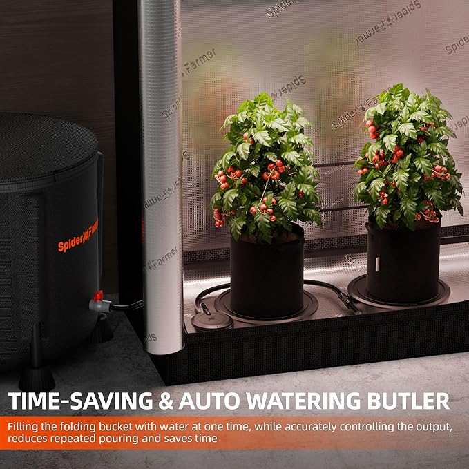 Spider Farmer 2025 Newest Self-Watering System, 2-Pack Auto Watering System with 13 Gallon Reservoir, 2Pcs Water Delivery Fabric Pot Base for Indoor Plants, Grow Tents, Gravity-Fed, No Power Needed