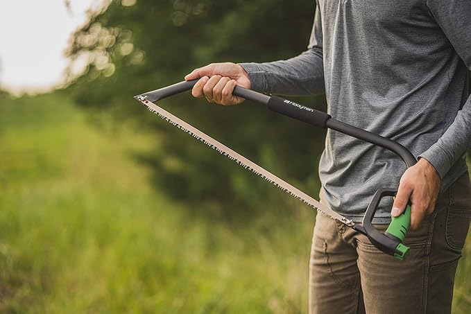 Hooyman Bow Saw with Heavy Duty Construction, Ergonomic No-Slip H-Grip Handle, Impulse-Hardened Teeth, SK5 Steel Blade, and Blade Tension Knob for Land Management, Yard Work, Gardening, and Outdoors