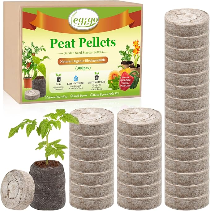 Legigo 300 Pcs 40mm Seed Starter Peat Pellets Pods for Seedlings- Compressed Seed Starting Pellets Seed Starter Pods Plugs Soil Peat Pods for Starting Seeds, Garden Planting Herb Flower Vegetables
