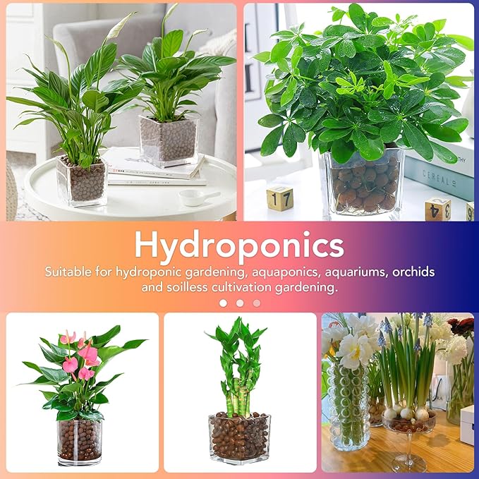 10 LBS Organic Clay Pebbles 4mm-16mm Leca for Plants 100% Natural Hydroton Clay Pebbles for Hydroponic Growing Gardening Orchids Drainage Decoration Aquaponics