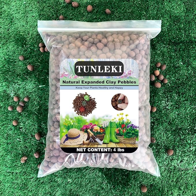 4Lbs Leca Expanded Clay Pebbles, 8-16mm Expanded Clay Aggregate, Natural Clay Pebbles for Hydroponic & Aquaponics Growing, Orchid Potting Mix, Hydroponics Supplies for Indoor Garden Plants