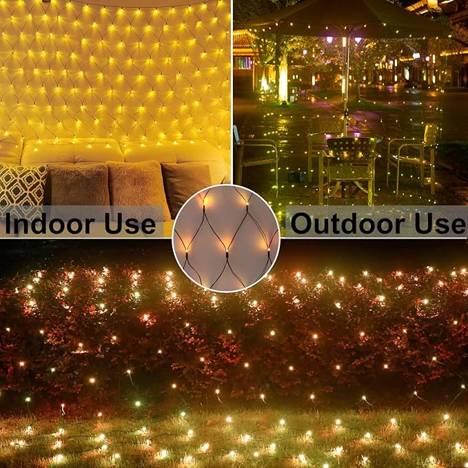 360 LED Christmas Net String Lights Outdoor, 21ft x 5ft Waterproof Warm White Mesh Giant Net, 8 Modes Connectable Fairy Lights for Bushes Tree Garden Home Party Decor