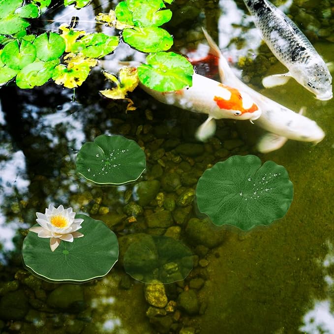 6Pcs Fake Lily Pads, 3 Sizes Floating Lily Pads for Ponds, Artificial Lily Pads Decorations, Realistic Pond Plants Decor for Pool Patio Aquarium Fountain