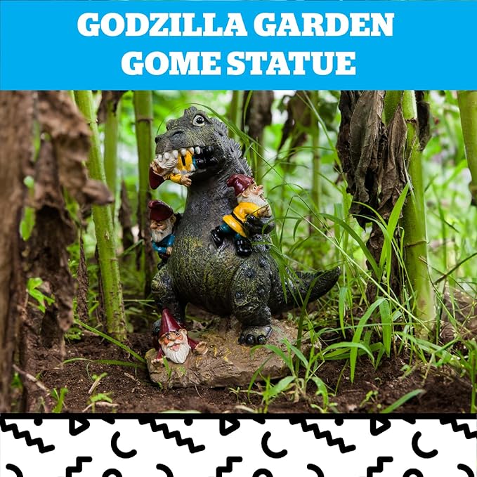 BigMouth Inc Godzilla Garden Gnome Statue, Outdoor Lawn & Yard Monster Figurine Sculpture Decorations, Funny Housewarming Gag Gift