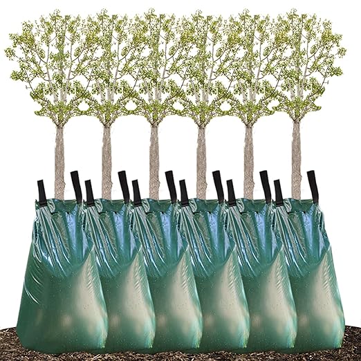 REMIAWY Tree Watering Bag, 20 Gallon Slow Release Watering Bag for Trees, Tree Irrigation Bag Made of Durable PVC Material with Zipper (6 Pack 5-8 Hours Releasing Time)
