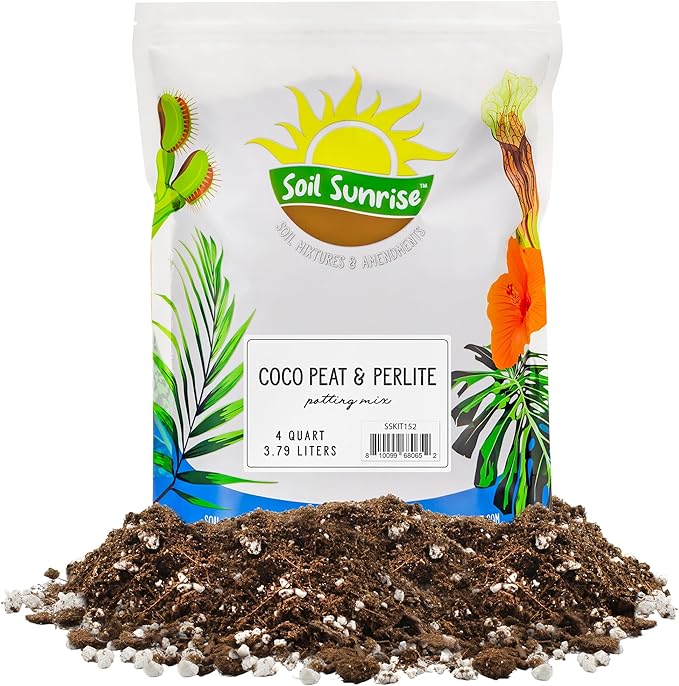 Coco Peat Perlite Potting Mix (4 Quarts), Loose Coconut Coir and Perlite