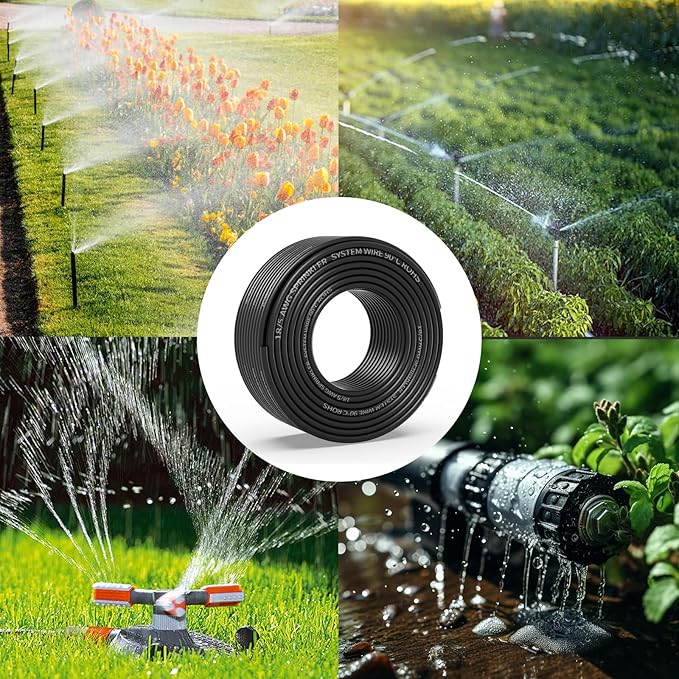 18/5 Solid Sprinkler System Wire 100ft, 18 Gauge Irrigation Wires PVC Jacket Sprinkler Cable for Underground Irrigation Valves Field Central Control System