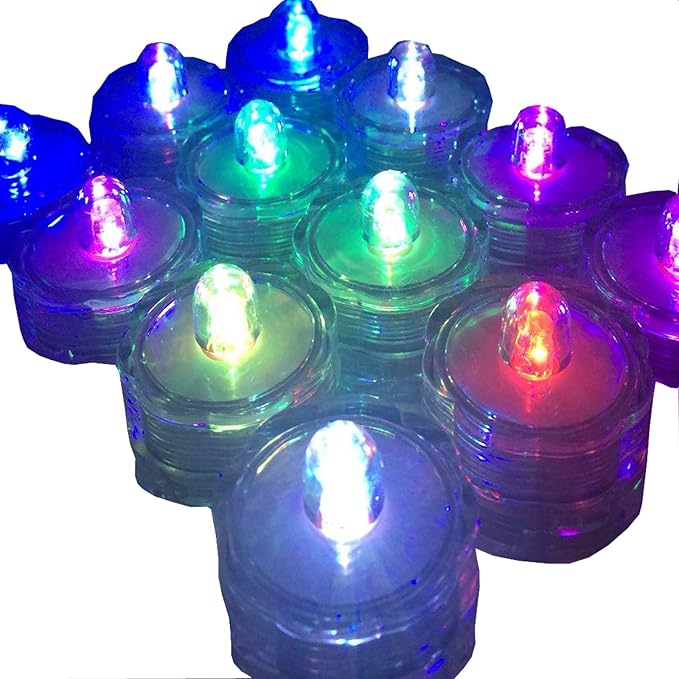 Bright LED Floral Tea Light Submersible Lights for Party Wedding (RGB(Changing Color), 20 Pack)