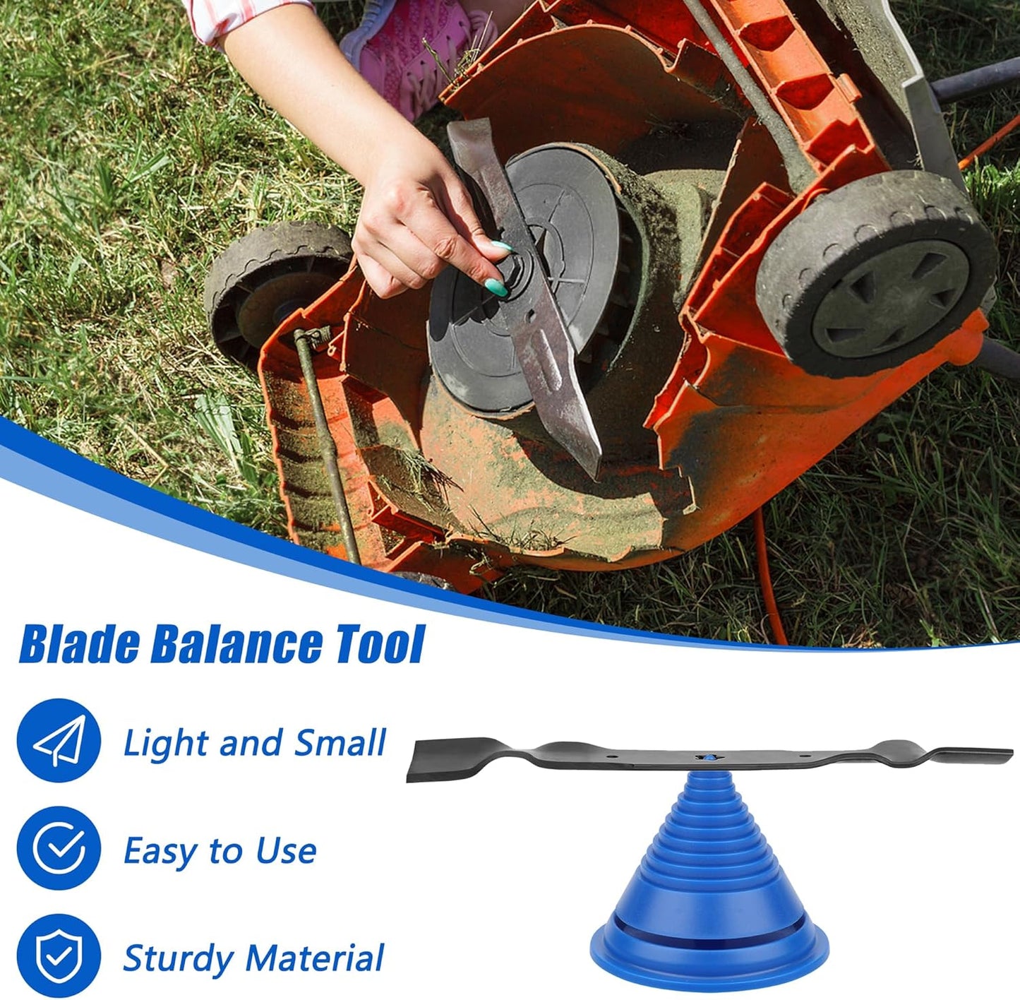 4+1PCS Lawn Mower Blade Sharpener, Universal Lawnmower Blade Sharpener Mower Sharpening Stone with 1PCS Balance Tool for Hand Drill/Power Drill (2 Single Layer + 2 Double Layer)