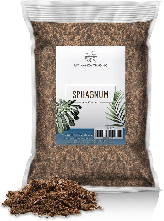 Natural Sphagnum Peat Moss (4 Quarts), Gardening Soil additive and Carnivorous Plant Soil Media