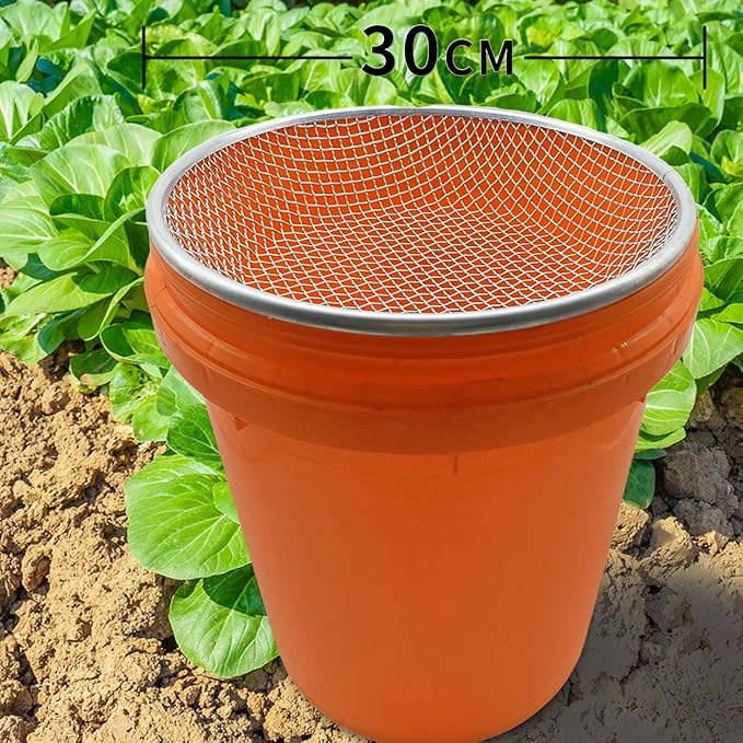 Premium Galvanized Garden Soil Screen 1/4" Mesh Screen - Large 12" Compost Screen for Effective Rock Removal and Soil Screening - Fits 5 Gallon Bucket