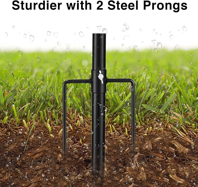 Black Flag Poles for Outside House inground - 8.5FT Metal Outdoor Yard House in Ground Flag Pole Holder for Porch with 2 Pronges Base - 3x5FT American Flag with Pole for House