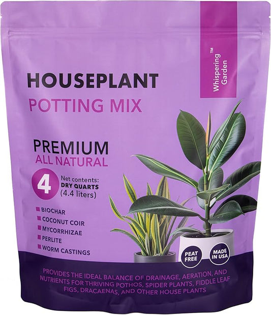 Premium Organic Indoor Houseplant Potting Soil Mix - Perfect for Pothos, Spider Plants, Fiddle Leaf Figs, Dracaenas, and Other House Plants! 4 quarts