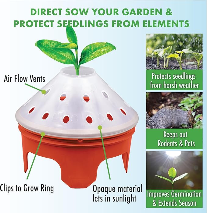 Kids Outdoor Carrot Garden Kit - Complete Kit for Growing Your Own Carrots from Seeds with Grow Rings and Greenhouse Germination Domes, Non-GMO Seeds, BPA-Free