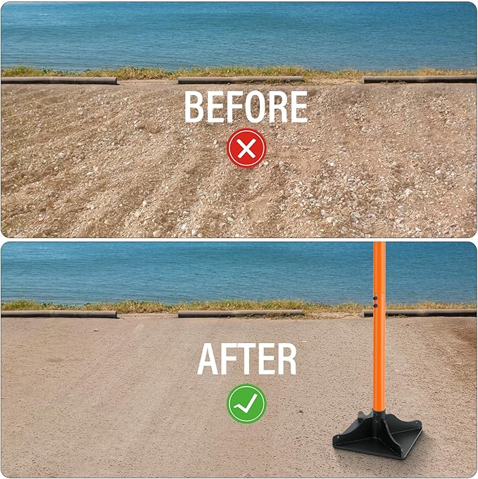 Suranew Soil Tamper Tool with 56 inch Handle 8"x8" Garden Heavy Duty Ideal Tool for Ground and Garden Compaction