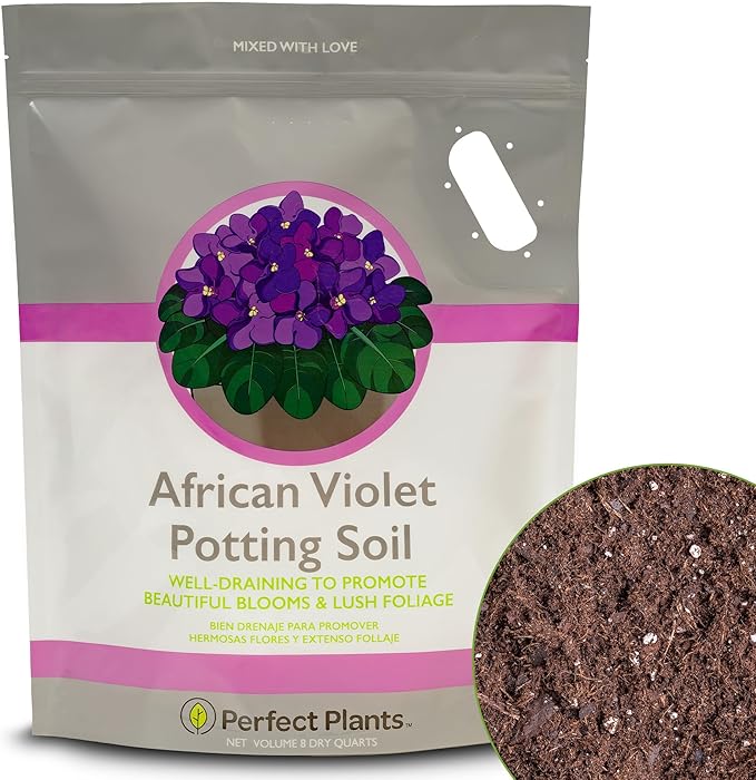 Perfect Plants African Violet Potting Soil 8qt. | Perfectly Crafted Organic Plant Mix for Potted Violets | Ready and Easy to Use Flowering Plant Substrate