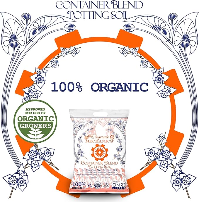 Container Blend Potting Soil, 16 Quarts – with Compost, Aged Pine Bark, Coir, Rice Hulls, and Worm Castings for Growing Annuals & Outdoor Containers - Peat-Free & Eco-Friendly