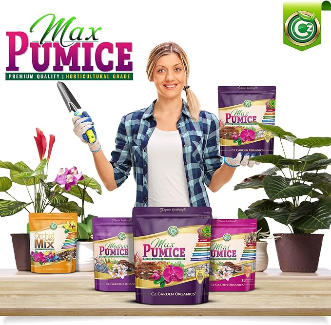 Pumice Stone Grow Media - Made in USA for Bonsai • Succulents • Cactus • Orchids - Horticultural Soil Amendment Additive Conditioner for Indoor and Outdoor Plants and Flower Gardens. OMRI Listed