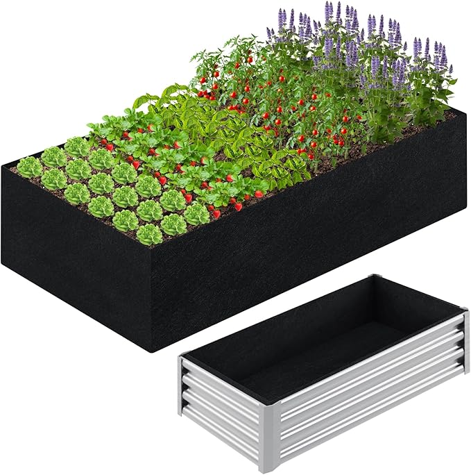 6x3x2ft Fabric Raised Garden Bed liner for Planter Raised Beds, Garden Grow Bed Bags to Grow Vegetables, Flowers, Fruits, Herbs, and Succulents, Rectangle Planting Container for Outdoor, 269 Gallon