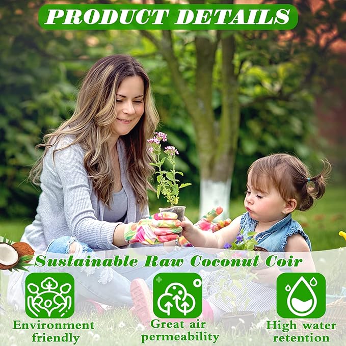 ZeeDix 100pcs(50mm) Coco Coir Pellets Potting Soil Indoor Plants, Compressed Coconut Coir Soil Pellets Seed Starting Pellets Soil Discs for Planting Flowers Bonsai Herbs Plants and Vegetables