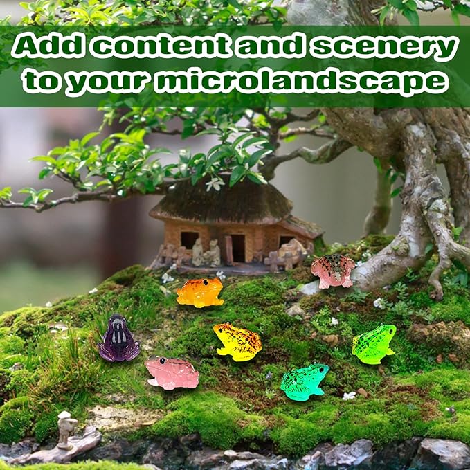 Barydat 40 Pcs Miniature Frog Figurines Luminous Mini Resin Frog Figures Model Garden Decor DIY Terrarium Craft Ornament Accessories for Moss Landscape Decoration (0.98 x 0.98 Inch)