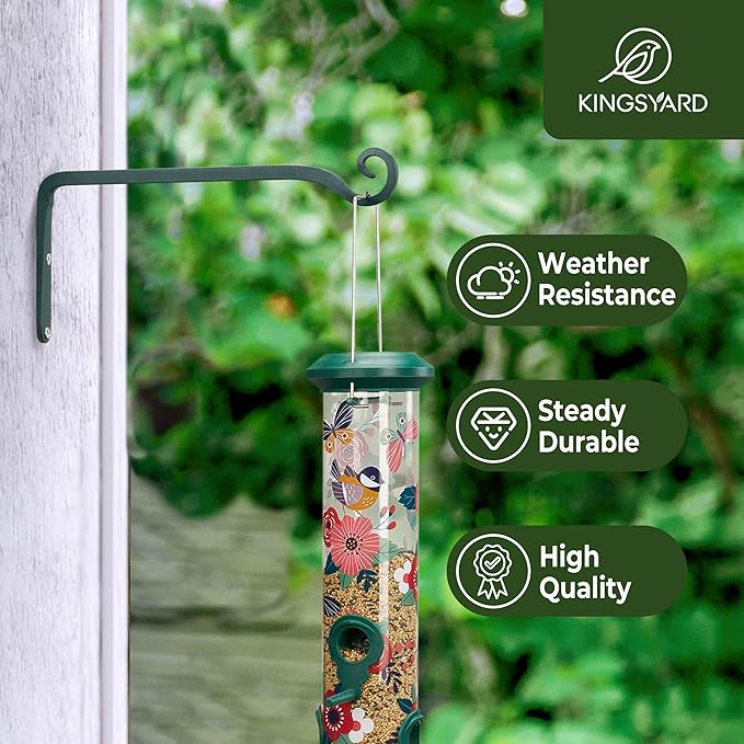 Kingsyard 2-Pack Wall Plant Hanger Outdoor - Heavy Duty Metal Hanging Bracket Hooks for Hanging Plant Bird Feeders Lanterns Wind Chimes Outdoor & Indoor, 6-Inch/Green