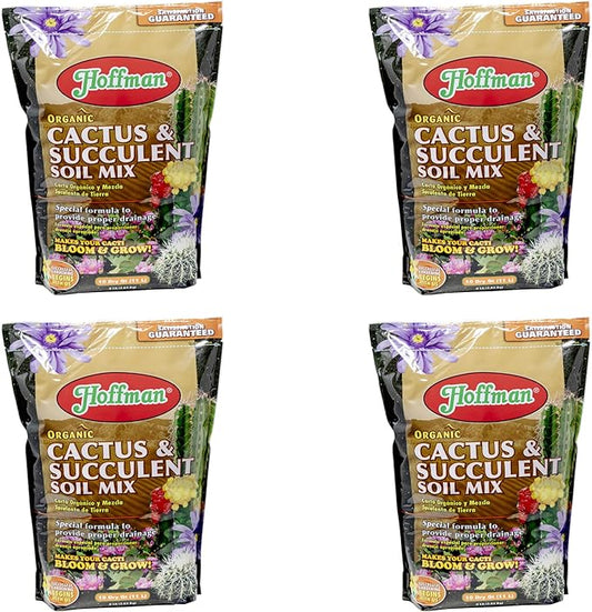 Hoffman 10410 Organic Cactus and Succulent Soil Mix, 10 Quarts, 4 Pack