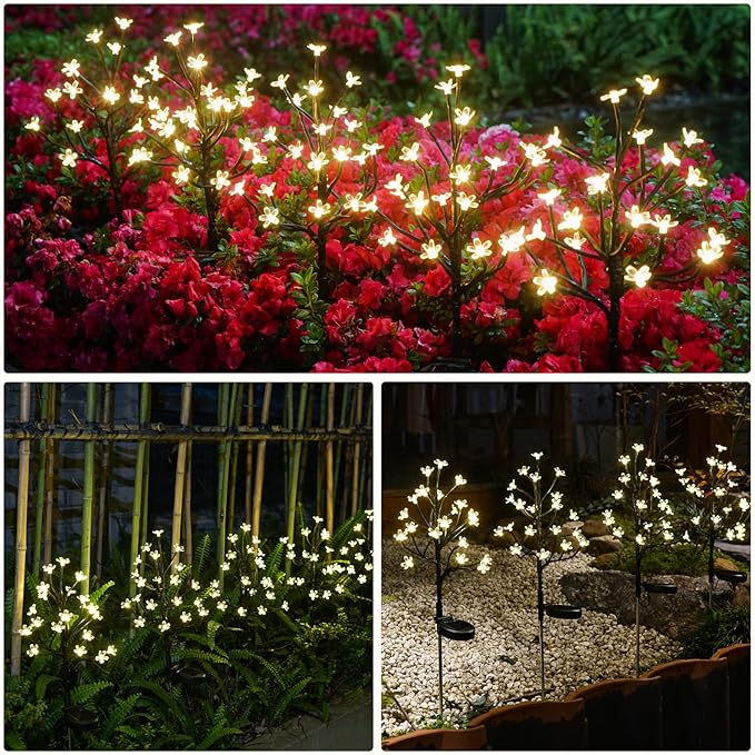 Solar Garden Lights Outdoor,Waterproof Outdoor Solar Lights for Outside Decorative 6Pack, 120Led Solar Flowers Garden Decor, for Yard Pathway,Lawn,Patio Fairy Decorations Gardening Gifts