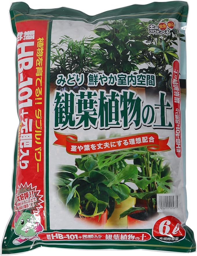 Foliage Plants Potting Soil Mix (6 L) for Indoor Money Tree, Pothos, Monstera, Sansevieria and More（Made in Japan）