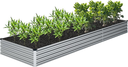12x4x1FT Galvanized Raised Garden Bed Kit,Vegetable Boxes-Rectangle Metal Flower Box,Large Planter Raised Beds Outdoor Garden for Planting,Fruit,Herb-Sliver
