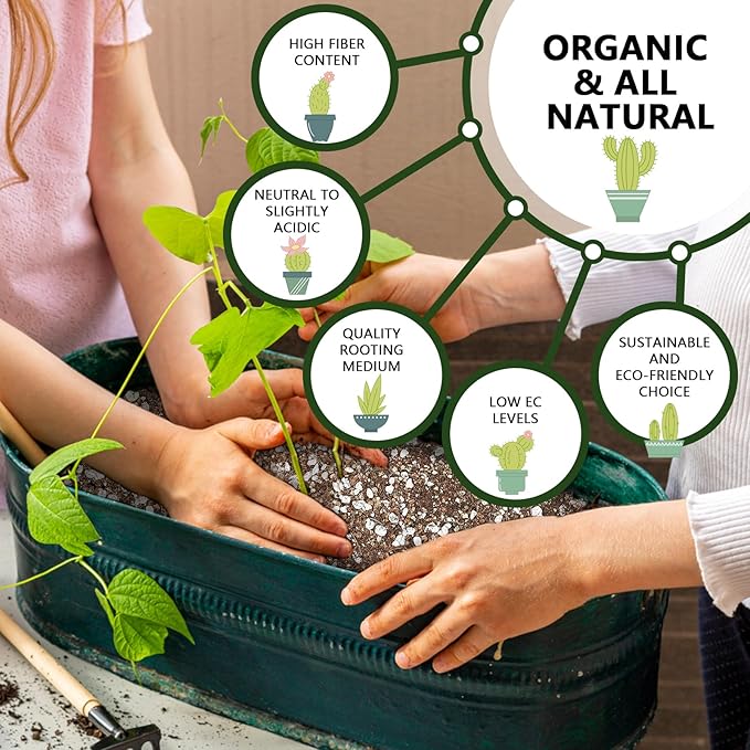 10QT Organic Coco Coir Perlite Mix, Coco Coir Mix for Plants, Coco Perlite Vermiculite Mix 40/30/30 for Gardening, for Plants Indoor, for Houseplants, to Promote Root Growth, and Water Retention