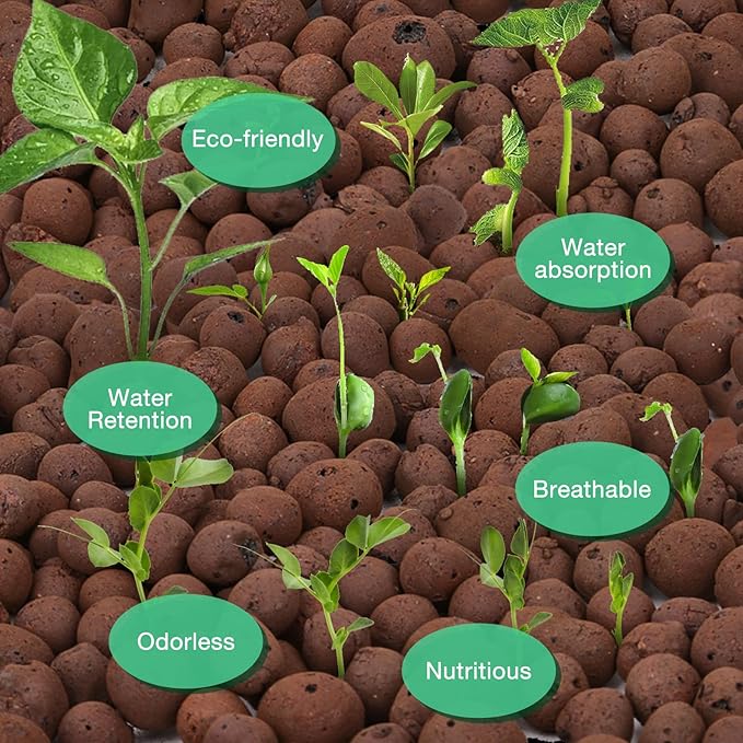 Jabrand 5LBS LECA Clay Pebbles, Organic Expanded Clay Pebbles 4mm-16mm Hydroponics Supplies Aquaponics Orchid for Indoor and Outdoor Garden Plants…
