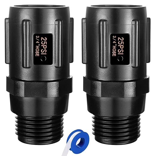 2pcs Garden Hose Pressure Regulator 25 PSI, 3/4" FHT × 3/4“ MHT, Pressure Reducer, Great for Drip Irrigation System Distributing Regulator drip Irrigation Parts emitters for drip line