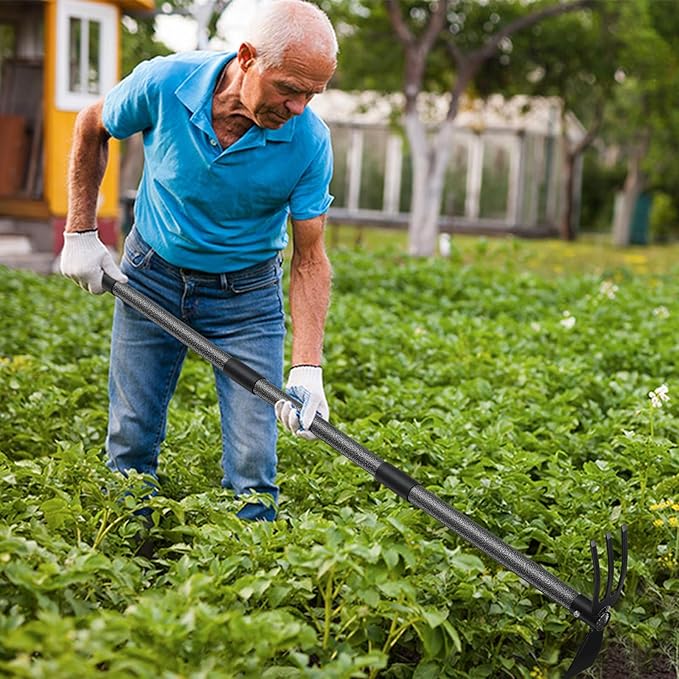Cultivator Hoe Garden Tool, 30.7 inch Stainless Steel Long Handle Heavy Duty Gardening Tools，Extended Reach Double Hoes Suitable for Digging Loosening