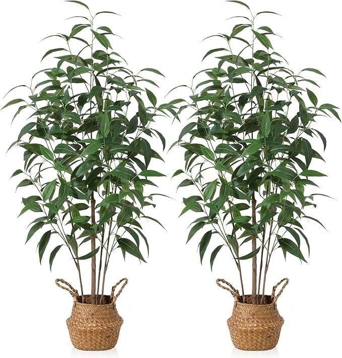 Artificial Eucalyptus Tree,4Ft Tree Fake Plant in Pot for Home and Office Decor,Potted Faux Plants Tall Artificial Trees for Indoor, Outdoor