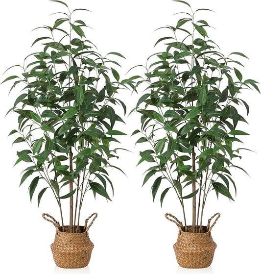 Artificial Eucalyptus Tree,4Ft Tree Fake Plant in Pot for Home and Office Decor,Potted Faux Plants Tall Artificial Trees for Indoor, Outdoor