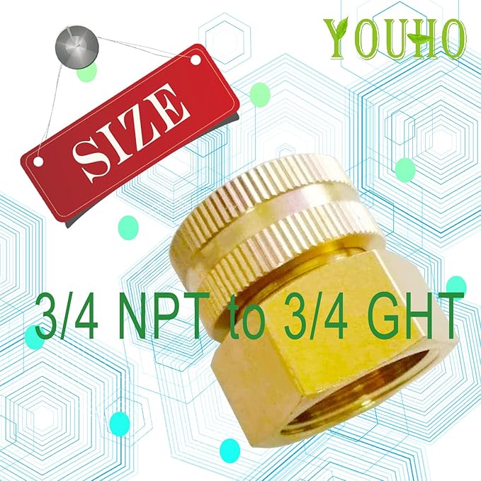 YOUHO Garden Hose Adapter 3/4 NTP Female x 3/4" GHT(F) Drip Irrigation Tubing to Faucet - Reusable Connector Fittings for Most Rain Bird, Orbit, Dig, Toro, Garden Extension Repair Fitting