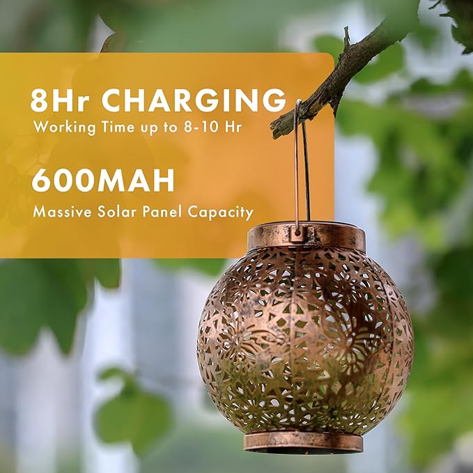 MAGGIFT 2 Pack Solar Lanterns Outdoor Waterproof Hanging Lantern Lights Decorative Solar Light for Garden Table Patio Yard Pathway Walkway,Unique Gifts for Women Gardening,Warm White.