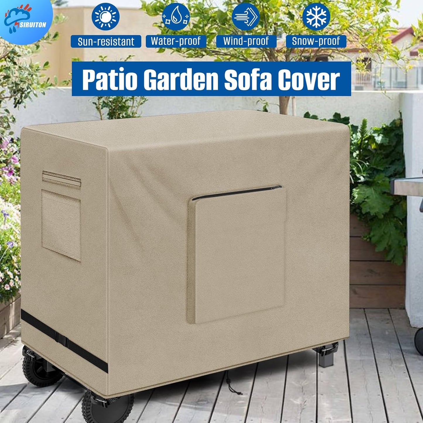 SIRUITON Outdoor Bar Cart Cover for 60 Inch Portable Outdoor Table, Heavy Duty 600D Oxford Fabric Outdoor Waterproof BBQ/Worktable Metal Movable Table Cover