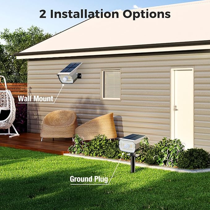 Solar Spot Lights Outdoor Motion Sensor with 3 Modes, [ 12 Pack/56 LED ] 2-in-1 Auto On/Off Solar Landscape Lighting for Outside Yard Wall Garden Path, Cool White