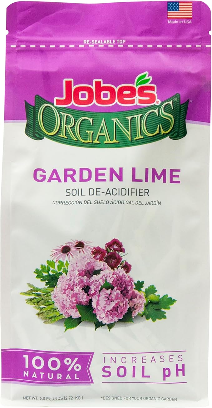Jobe's Organics Garden Lime, Lime Powder Soil Amendment for Lawns, Plants, and Gardens, 6 lbs Bag